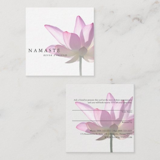 ライトまたはピンクのはすホリスティックな健康の紹介の© スクエア名刺 (正面/裏面)