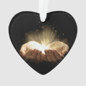 ライトを握る折られた手 オーナメント (裏面)