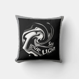 「ライトを見る」グレーのシェード黒感動的 クッション