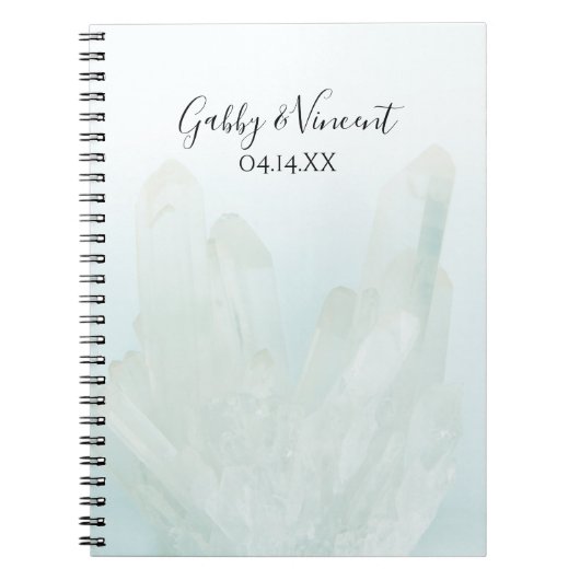 ライトアイスブルー結婚クリスタルズゲストブック ノートブック (正面)