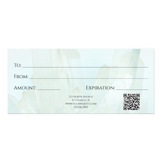 ライトアイスブルー結晶スパサロンギフト証明書 ラックカード (裏面)