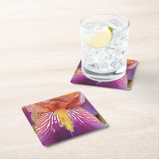 ライトアイリスマクロ芸術的抽象芸術 スクエアペーパーコースター (インサイチュ)