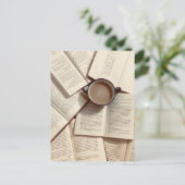 ライトアカデミアエステティックコーヒーと書籍 ポストカード (スタンド正面)