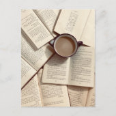 ライトアカデミアエステティックコーヒーと書籍 ポストカード (正面)