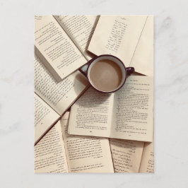 ライトアカデミアエステティックコーヒーと書籍 ポストカード