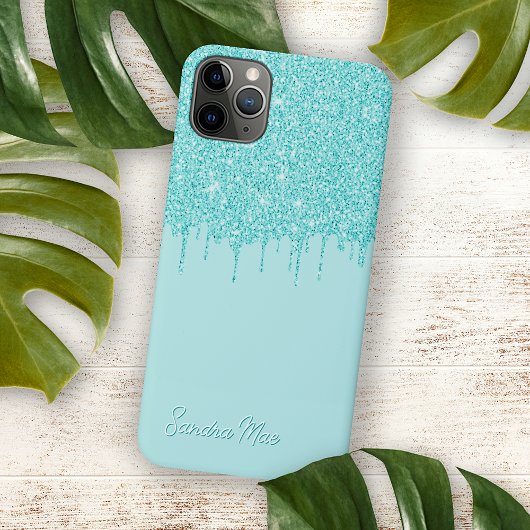 ライトアクアターコイズグリーングリッターアートパターン Case-Mate iPhoneケース