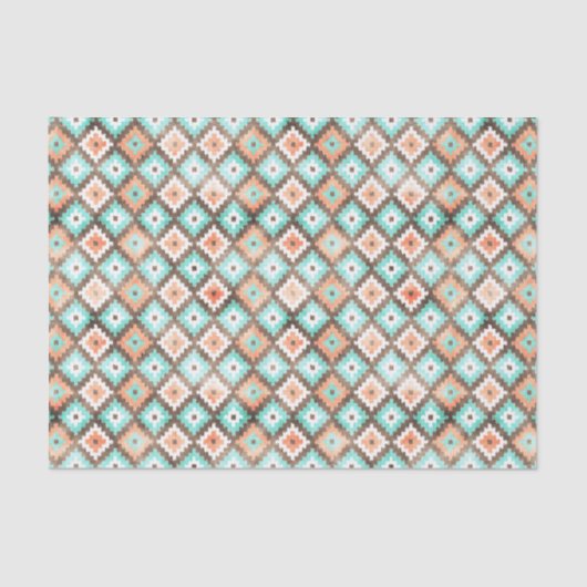 ライトアクアターコイズティール（緑がかった色）オレンジホワイトモザイクアート 薄葉紙 (正面)