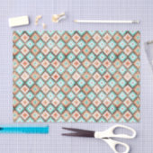 ライトアクアターコイズティール(緑がかった色)オレンジホワイトモザイクアート 薄葉紙 (クラフト)