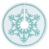 ライトアクアティール(緑がかった色)ブルーグリーンスノーフレークオンホワイト ブラッシュドポリエステルツリースカート (正面)