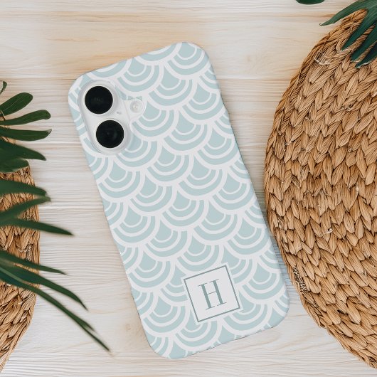 ライトアクアフィッシュスケールパターンモノグラム iPhone 16ケース