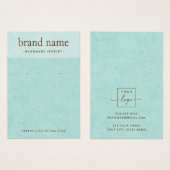 ライトアクアブルーのテクスチャイヤリングディスプレイカード (正面&裏面)