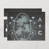 ライトアクアブルーのメイソンジャー黒板ウェディング ポストカード (正面/裏面)