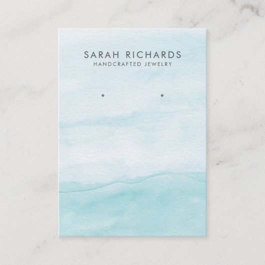 ライトアクアブルーウォーターカラージュエリーイヤリングディスプレイ 名刺 (正面)