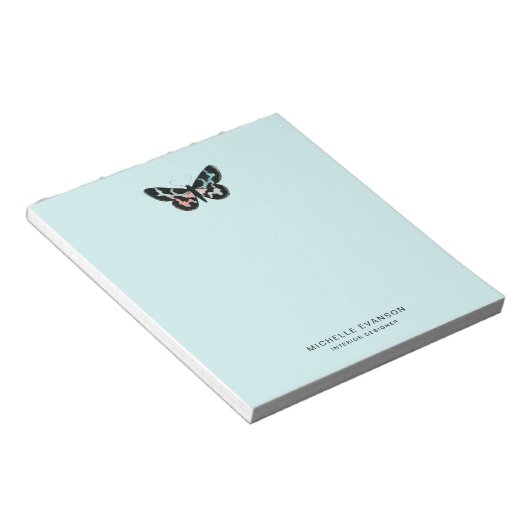 ライトアクアブルーウォーターカラーバタフライロゴ ノートパッド (アングル)