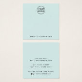 ライトアクアブルーカスタムロゴのイヤリングディスプレイカード (正面&裏面)