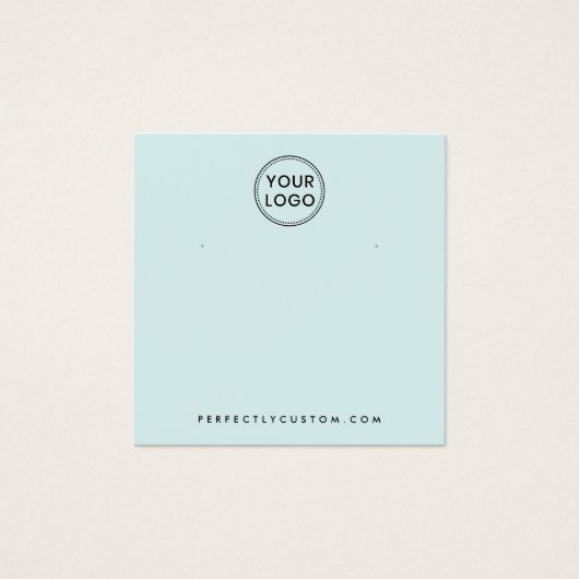 ライトアクアブルーカスタムロゴのイヤリングディスプレイカード (正面)