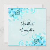 ライトアクアブルースクエア結婚のリハーサルディナー 招待状 (裏面)