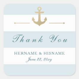 ライトアクアブルーストライプのお願いステッカー好き スクエアシール