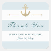 ライトアクアブルーストライプのお願いステッカー好き スクエアシール (正面)