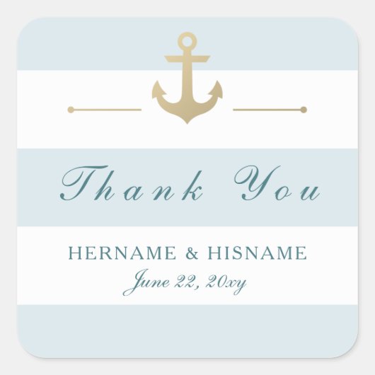 ライトアクアブルーストライプのお願いステッカー好き スクエアシール (正面)