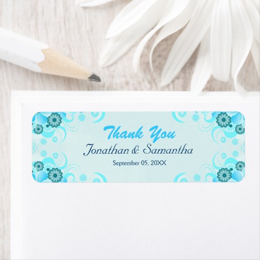 ライトアクアブルーティール（緑がかった色）フローラスモール結婚式の引き出物 ラベル (インサイチュ)