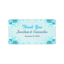 ライトアクアブルーティール(緑がかった色)フローラ媒体結婚式の引き出物 ラベル