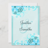 ライトアクアブルーフローラセーブ・ザ・デート案内 招待状 (裏面)