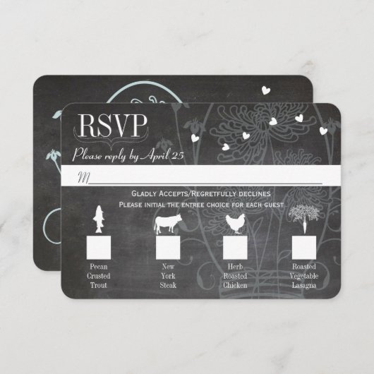 ライトアクアブルーメイソンジャールシャルボードズ結婚ーズ 出欠カード (正面/裏面)