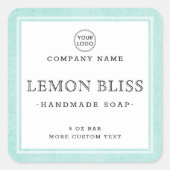 ライトアクア縁どブルースクエア製品ラベル スクエアシール (正面)