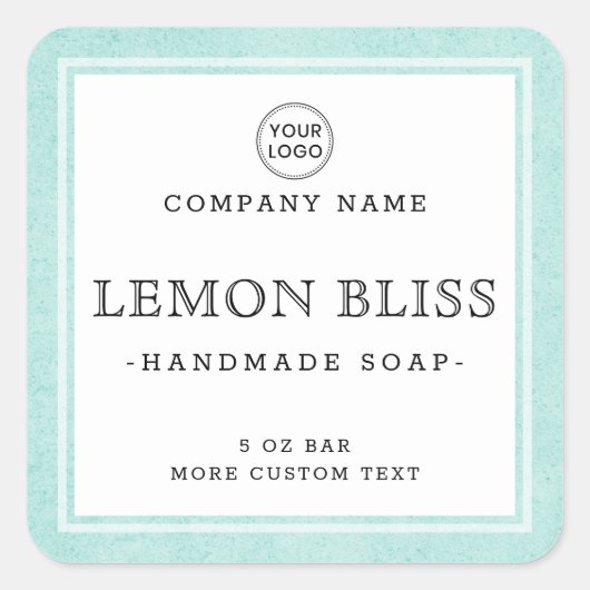 ライトアクア縁どブルースクエア製品ラベル スクエアシール (正面)