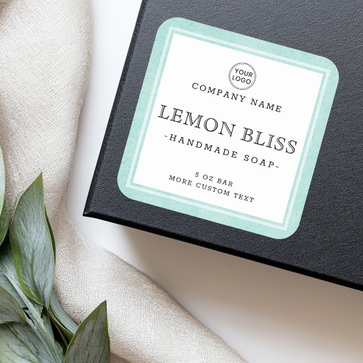 ライトアクア縁どブルースクエア製品ラベル スクエアシール