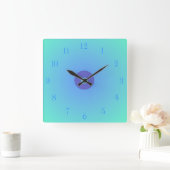 ライトアクア/グリーンマウブセンター> Plain Wall Clocks スクエア壁時計 (ホーム)