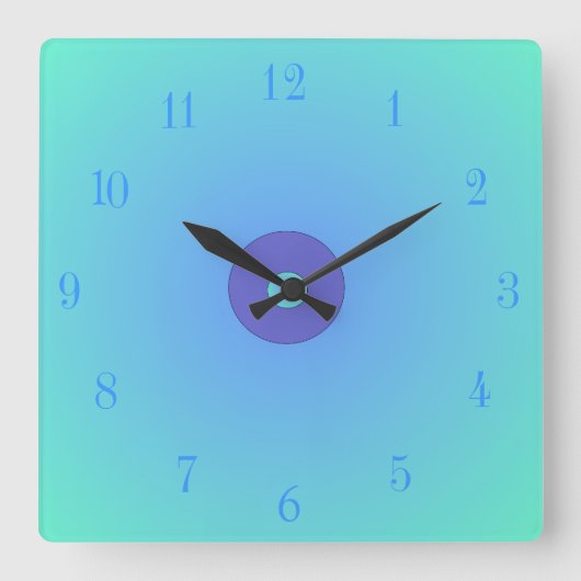 ライトアクア/グリーンマウブセンター> Plain Wall Clocks スクエア壁時計 (正面)