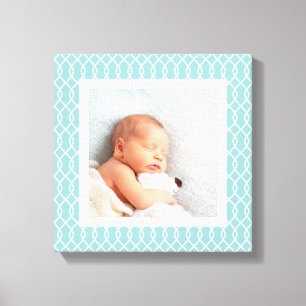 ライトアクア  格子枠付き写真 キャンバスプリント