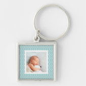 ライトアクア |格子枠付き写真 キーホルダー (正面)