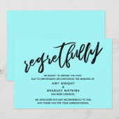 ライトアクア　残念ながら結婚式中止のお詫びカード 招待状 (正面/裏面)