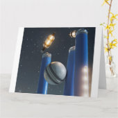 ライトアップされたクリケットの茂みの切り株 カード (黄色い花)