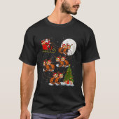 ライトアップされたツリーのサンタクロース+赤パンダ乗り物 Tシャツ (正面)