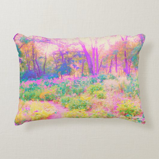 ライトアップされたピンクと珊瑚園風景 アクセントクッション (正面)