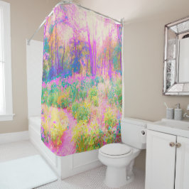 ライトアップされたピンクと珊瑚園風景 シャワーカーテン