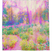 ライトアップされたピンクと珊瑚園風景 シャワーカーテン (正面)