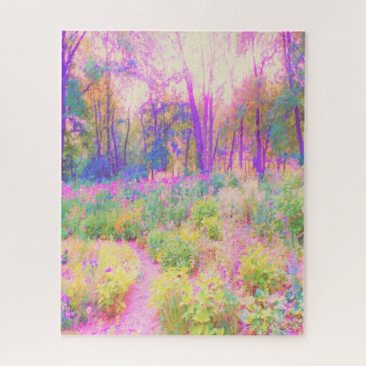 ライトアップされたピンクと珊瑚園風景 ジグソーパズル (縦)