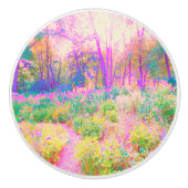 ライトアップされたピンクと珊瑚園風景 セラミックノブ (正面)