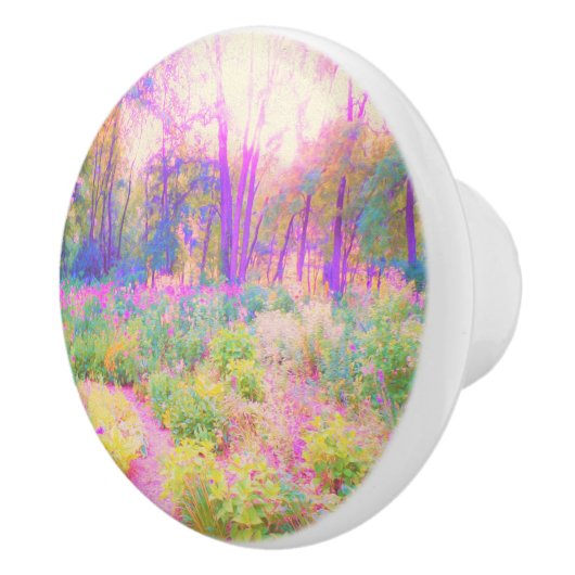 ライトアップされたピンクと珊瑚園風景 セラミックノブ (右)