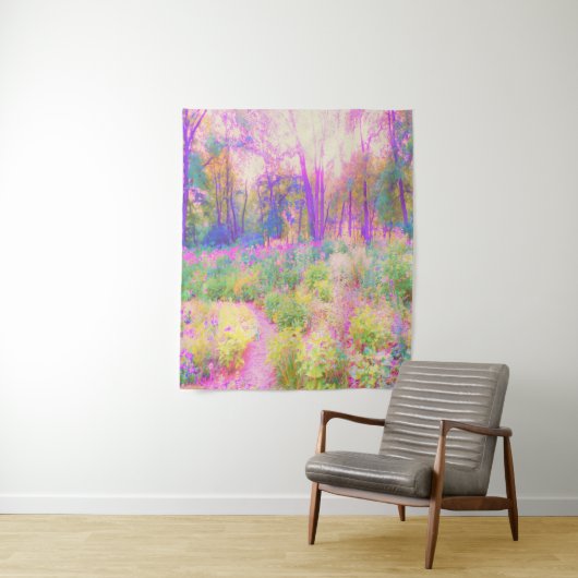 ライトアップされたピンクと珊瑚園風景 タペストリー (インサイチュ)