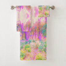 ライトアップされたピンクと珊瑚園風景