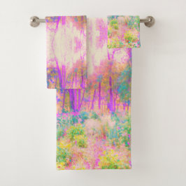ライトアップされたピンクと珊瑚園風景 バスタオルセット