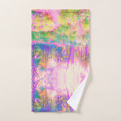 ライトアップされたピンクと珊瑚園風景 バスタオルセット (ハンドタオル)