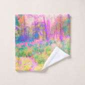 ライトアップされたピンクと珊瑚園風景 バスタオルセット (ウォッシュタオル)