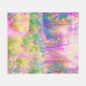 ライトアップされたピンクと珊瑚園風景 フリースブランケット (正面(横))